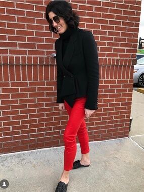 Zadig & Voltaire Phlame Cuir Froissé Red Leather Pants